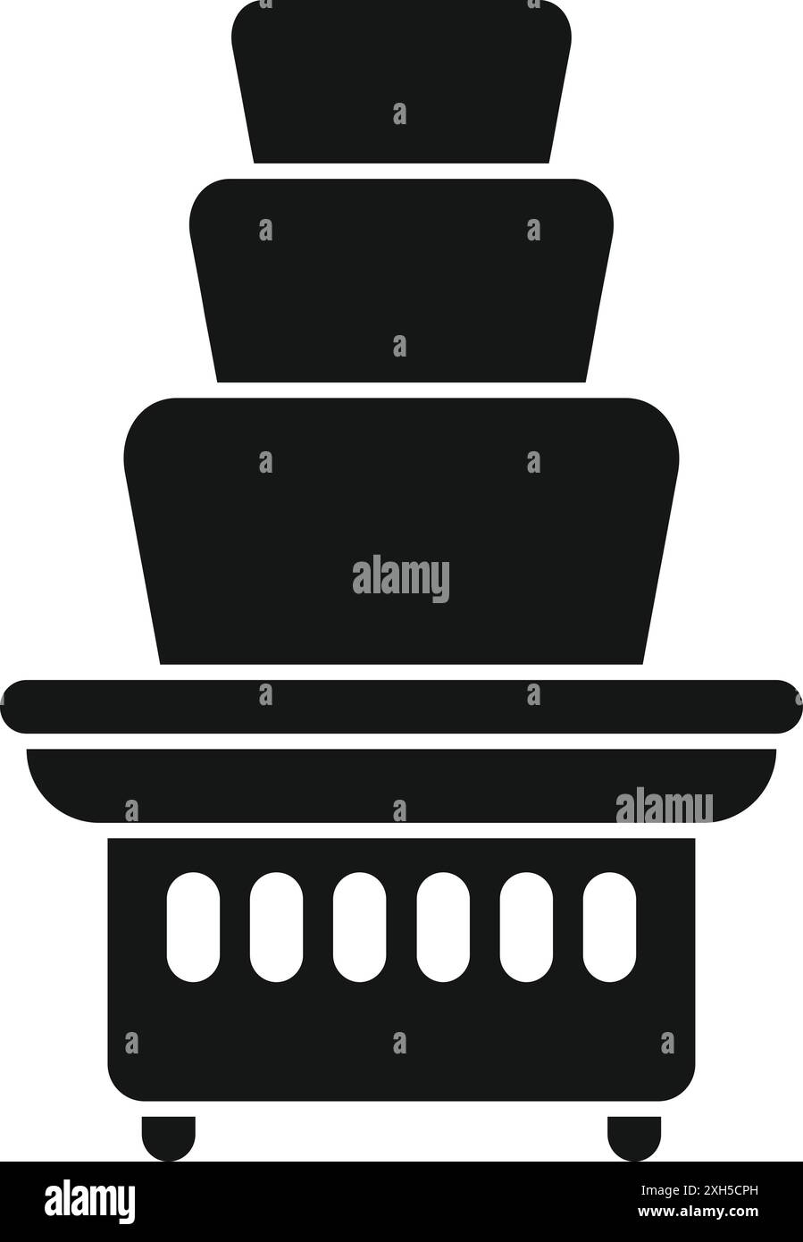 Silhouette noire d'une fontaine de chocolat debout sur quatre pattes avec un plateau vide Illustration de Vecteur