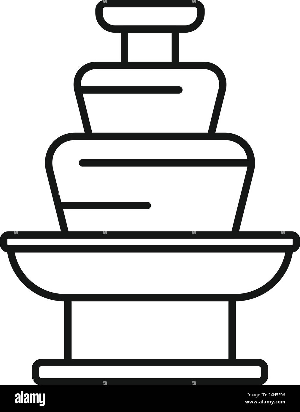 Icône de ligne d'une machine à fondue de fondue de fontaine de chocolat faisant une délicieuse cascade de dessert Illustration de Vecteur