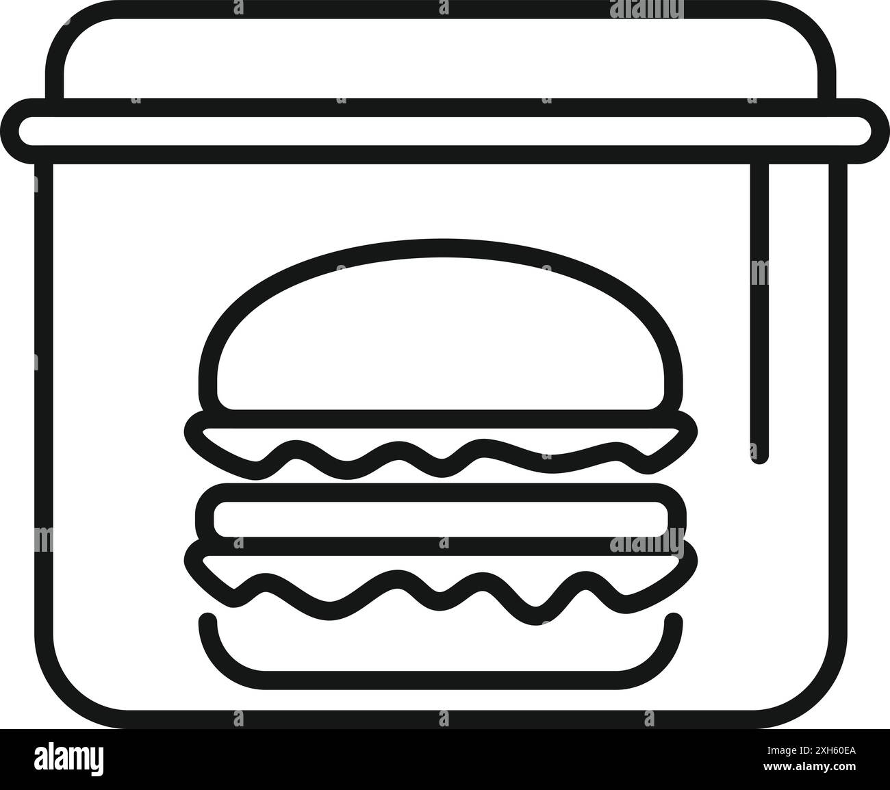 Boîte à lunch contenant un hamburger, parfaite pour garder les aliments frais et prêts à manger Illustration de Vecteur