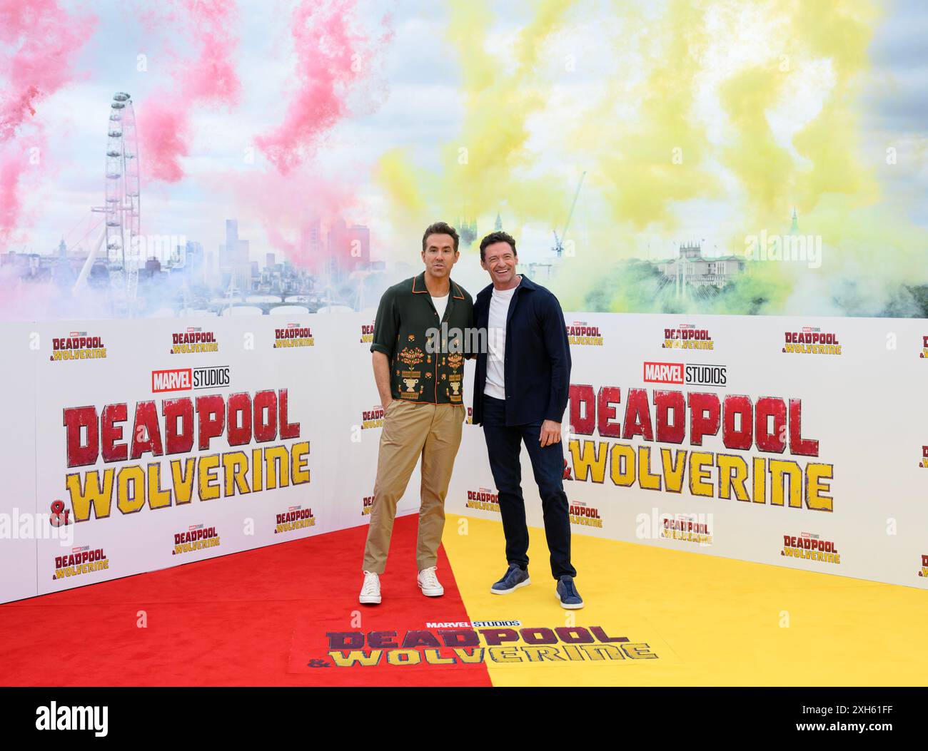 Londres, Royaume-Uni. 12 juillet 2024. Ryan Reynolds et Hugh Jackman au Deadpool & Wolverine UK Photocall. Crédit : Doug Peters/EMPICS/Alamy Live News Banque D'Images