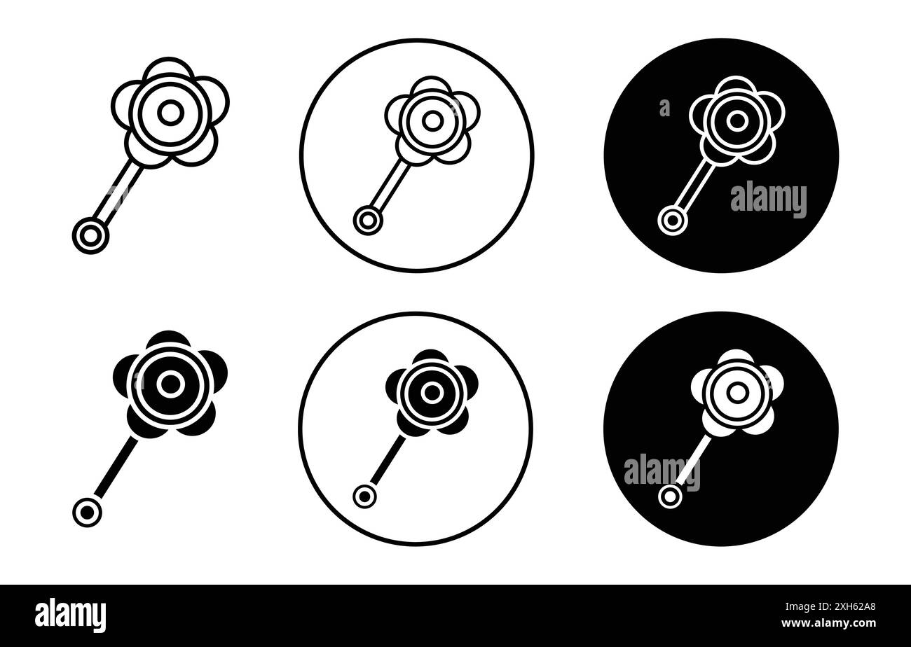 Icône de hochet de bébé symbole vectoriel ou collection d'ensemble de signes dans un contour noir et blanc Illustration de Vecteur
