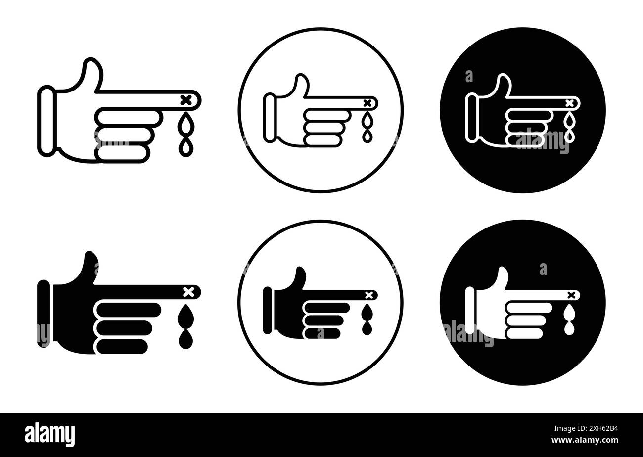 Icône de test de glycémie symbole vectoriel ou ensemble de signes collection dans un contour noir et blanc Illustration de Vecteur