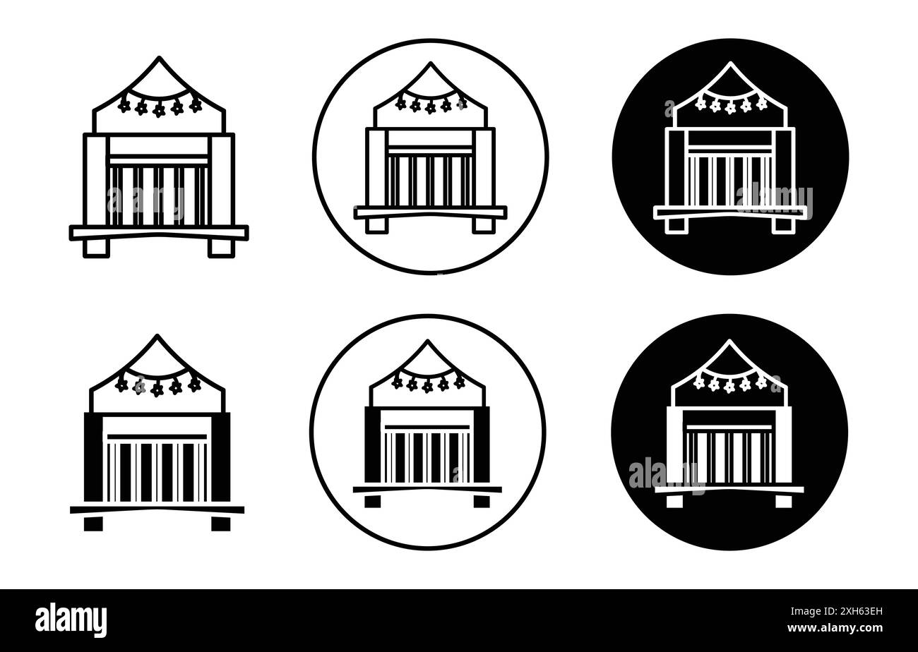 Icône de berceau symbole vectoriel ou collection d'ensemble d'enseignes dans un contour noir et blanc Illustration de Vecteur