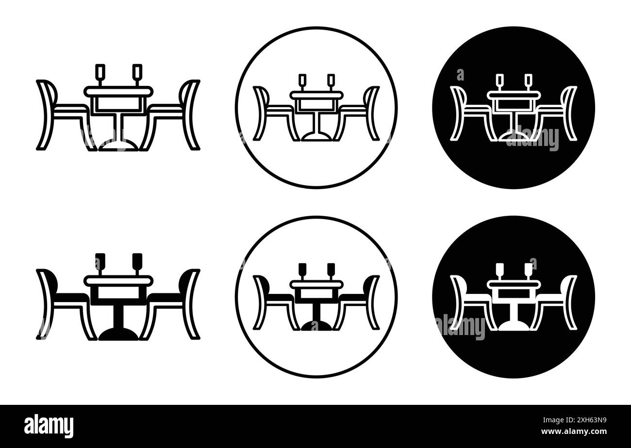Icône de table à manger symbole vectoriel ou collection d'ensemble de signes dans un contour noir et blanc Illustration de Vecteur