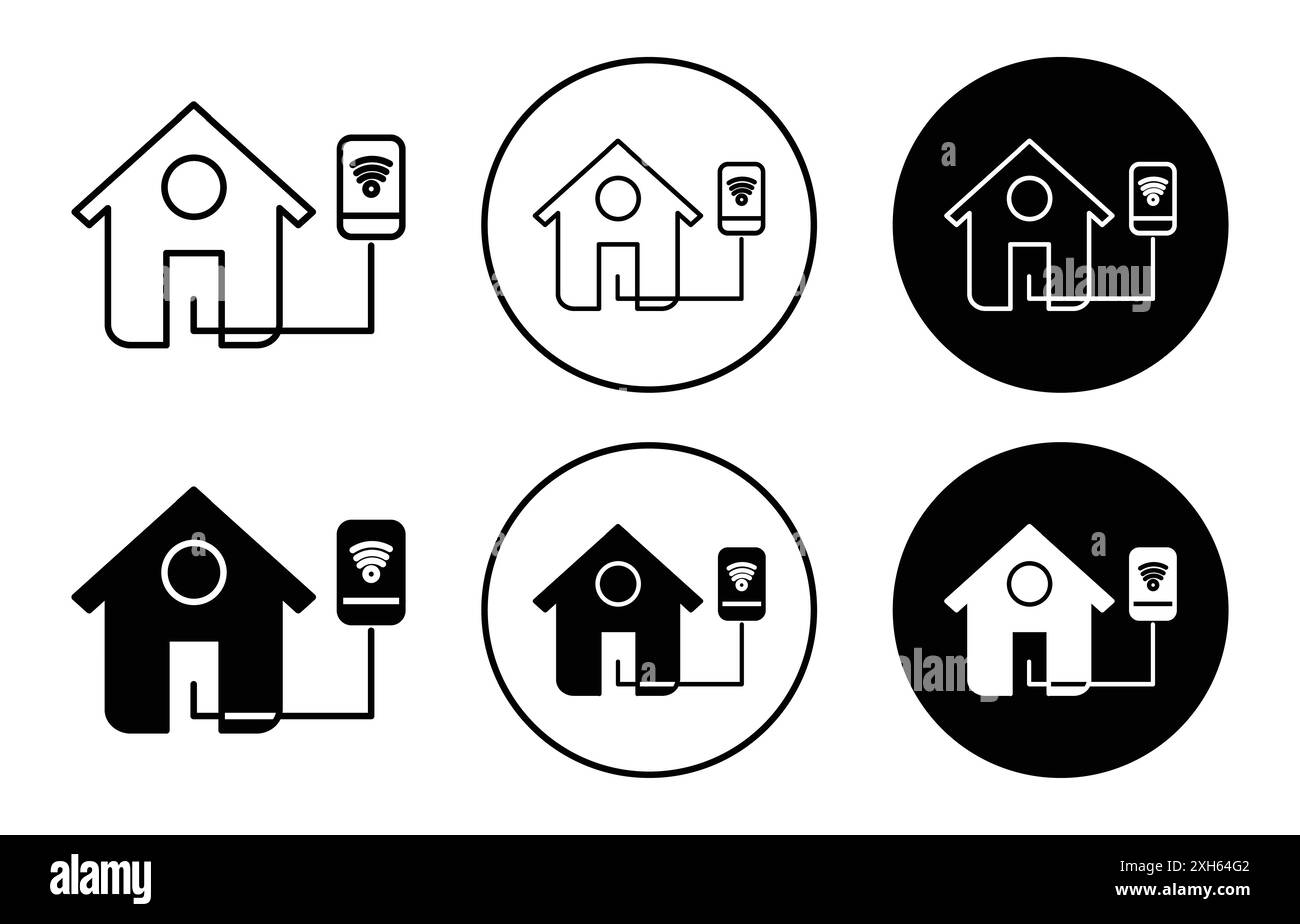 Icône de contrôle de la maison symbole vectoriel ou ensemble de signes collection dans un contour noir et blanc Illustration de Vecteur