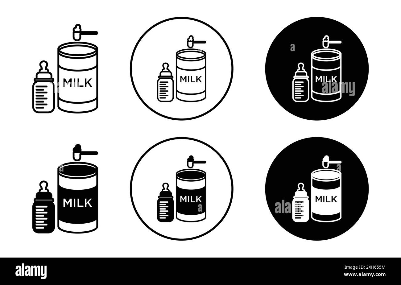 ICÔNE DE LAIT EN POUDRE symbole vectoriel ou collection d'ensemble de signes dans un contour noir et blanc Illustration de Vecteur