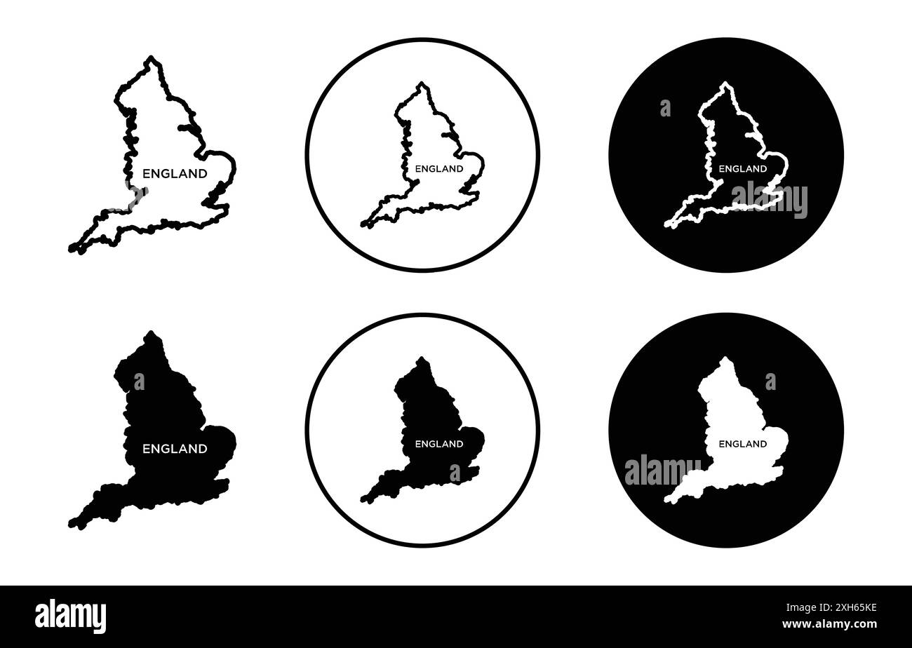 Carte de l'icône Angleterre symbole vectoriel ou collection d'ensemble de signe dans un contour noir et blanc Illustration de Vecteur