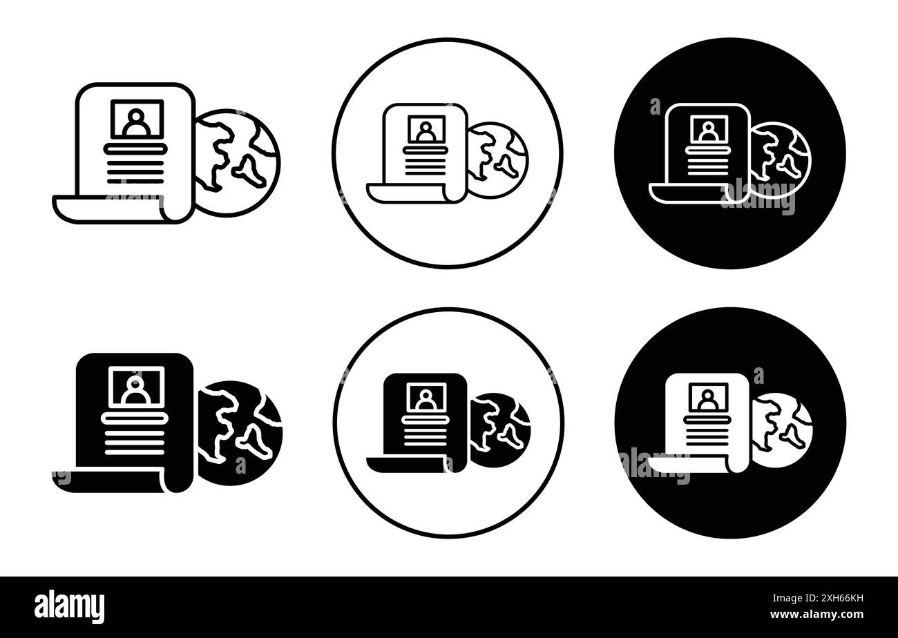 Icône de scénario symbole vectoriel ou ensemble de signes collection dans un contour noir et blanc Illustration de Vecteur