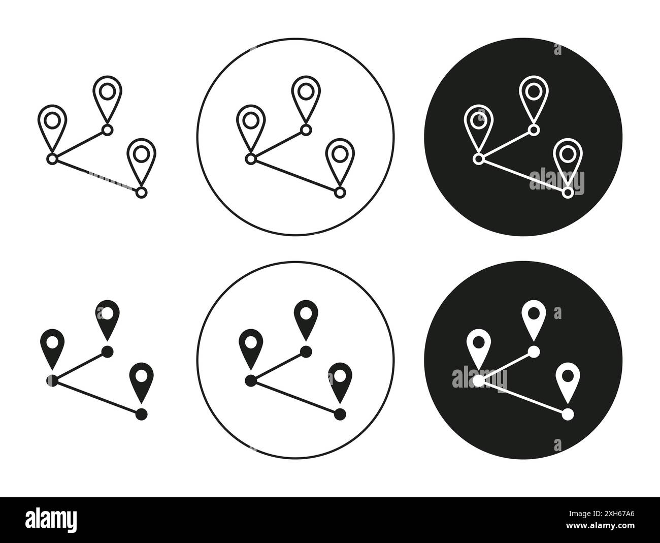 Icône de suivi de localisation symbole vectoriel ou ensemble de signes collection dans un contour noir et blanc Illustration de Vecteur