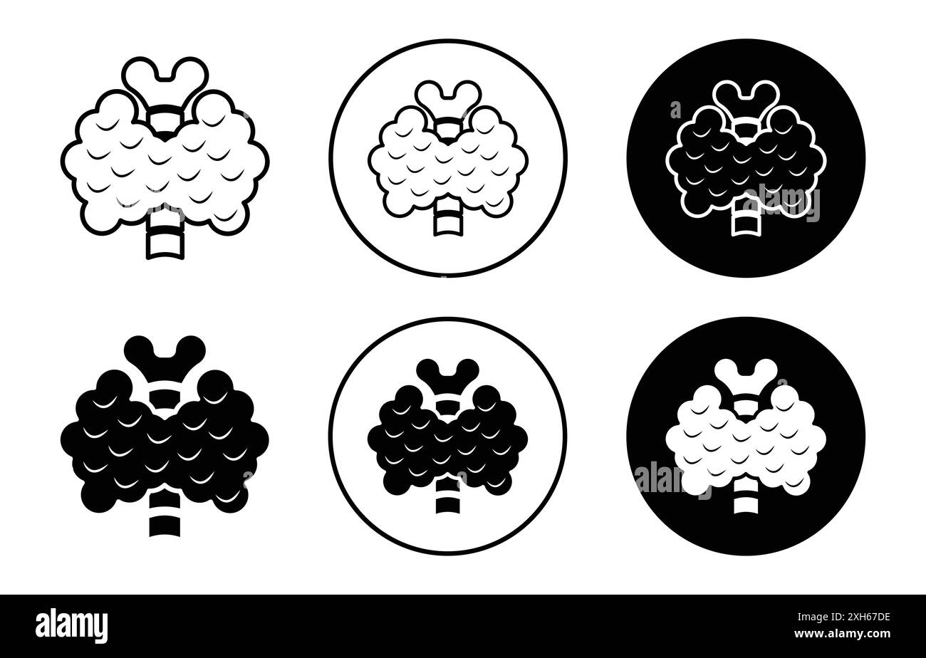 ICÔNE GLANDE THYROÏDE symbole vecteur ou ensemble de signes collection dans un contour noir et blanc Illustration de Vecteur