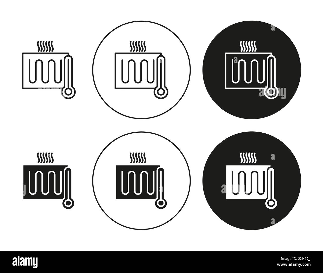 Icône de chauffage par le sol symbole vectoriel ou ensemble de signes collection dans un contour noir et blanc Illustration de Vecteur