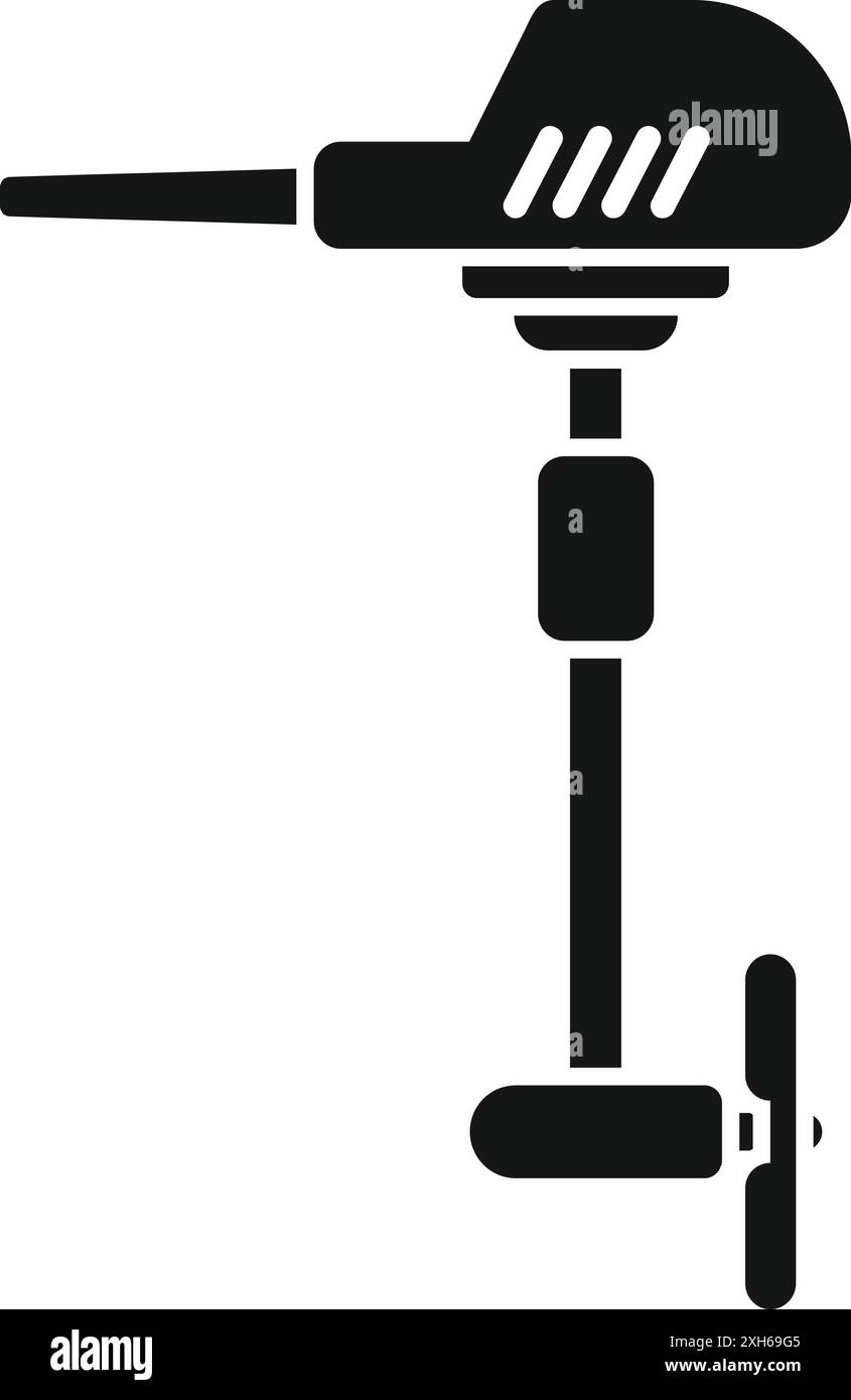 Icône noire et blanche d'un moteur de bateau, mettant en évidence l'hélice pour la propulsion de l'eau Illustration de Vecteur
