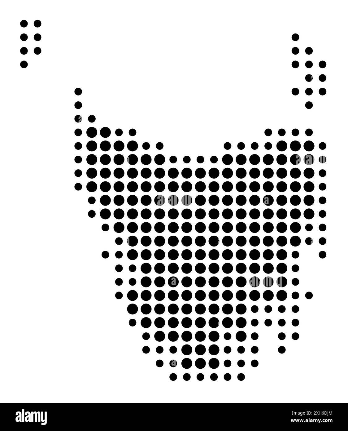 Symbole carte de l'état Tasmanie (Australie) montrant l'état/la province avec un motif de cercles noirs Illustration de Vecteur