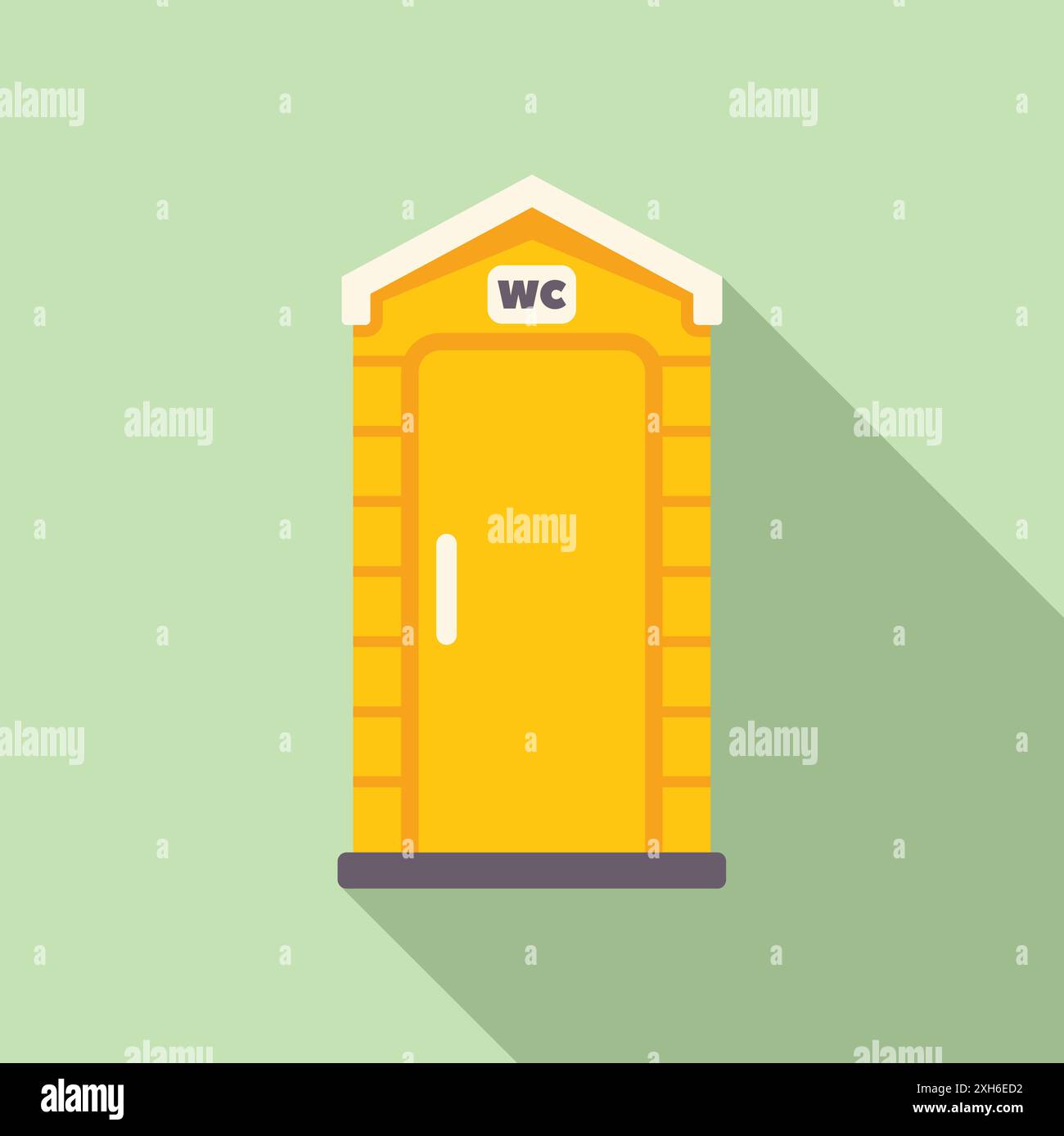 Icône de toilette publique se tient dans un style plat avec une longue ombre sur un fond vert Illustration de Vecteur