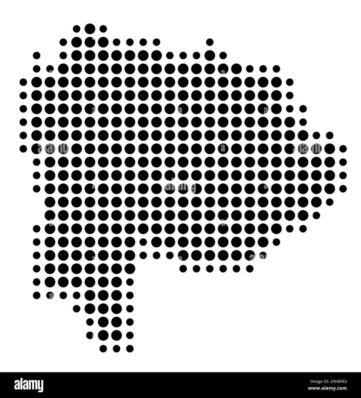 Symbole carte de la préfecture Yamanashi (Japon) montrant l'état/la province avec un motif de cercles noirs Illustration de Vecteur