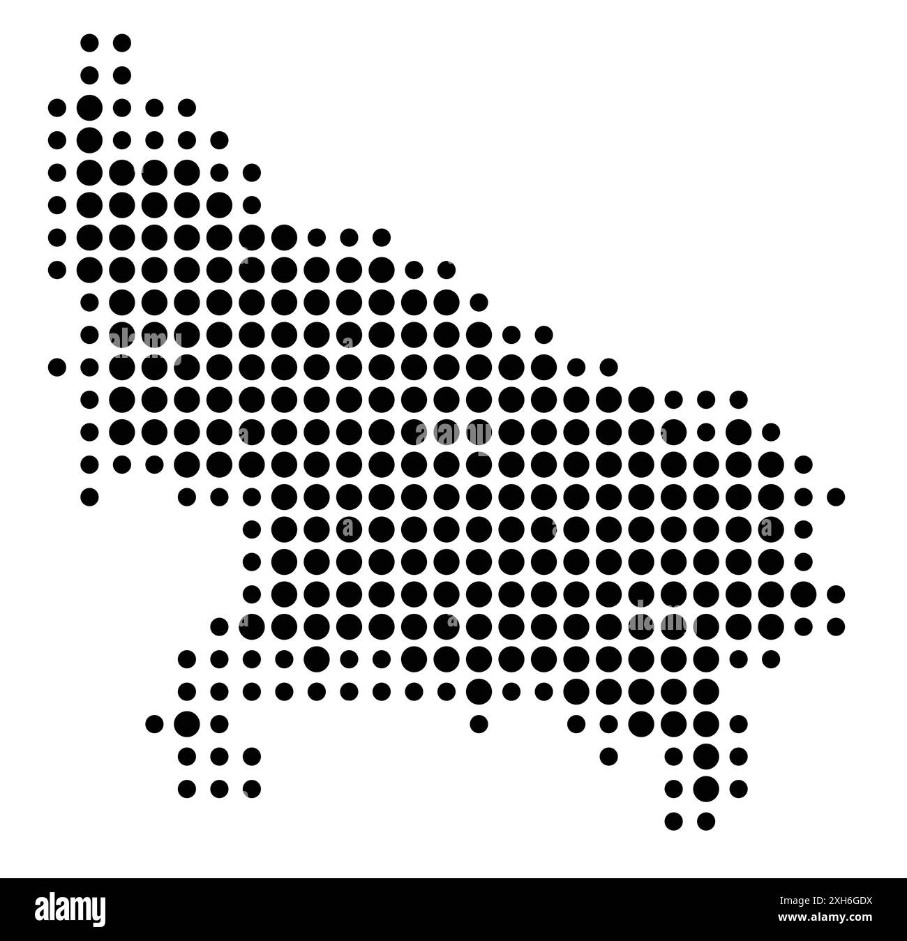 Symbole carte de l'État de l'Uttar Pradesh (Inde) montrant l'État/la province avec un motif de cercles noirs Illustration de Vecteur