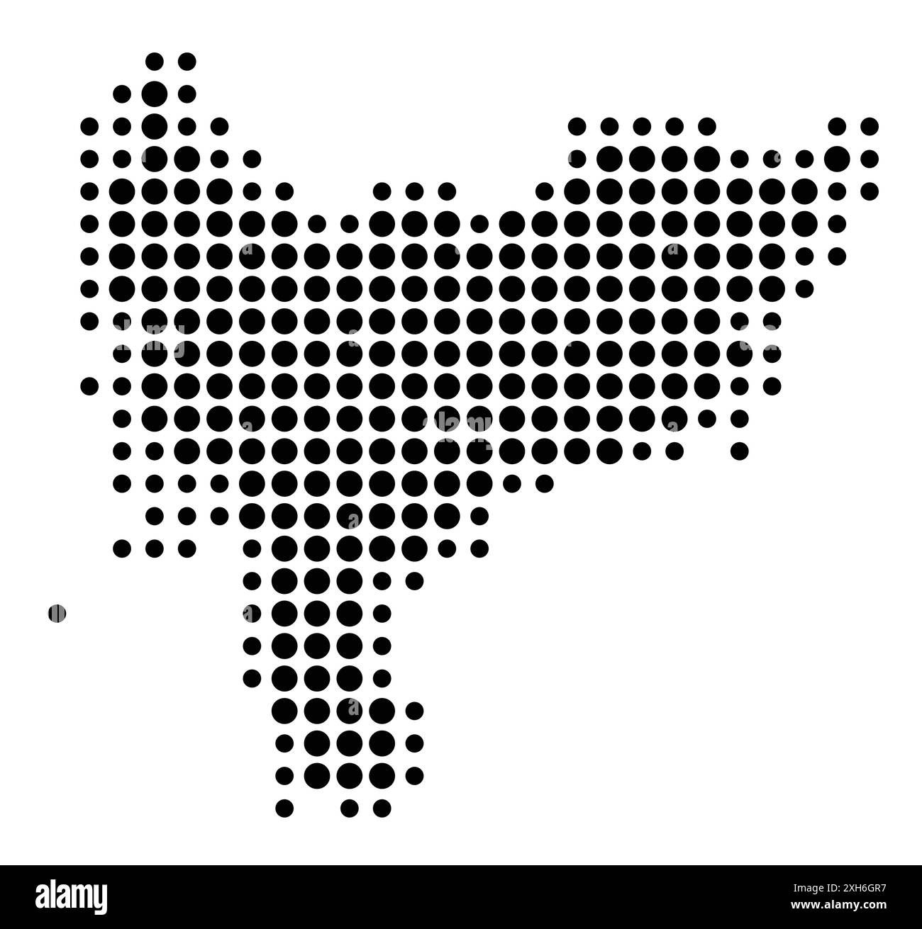 Symbole carte de la province Kalimantan Barat (Indonésie) montrant l'état/la province avec un motif de cercles noirs Illustration de Vecteur