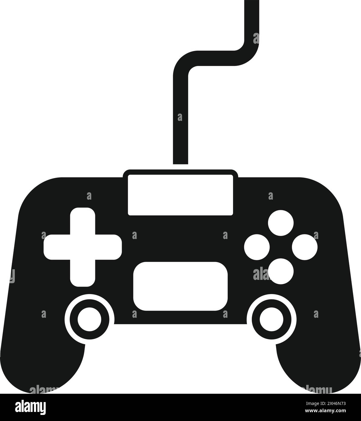 Icône simple d'une manette de jeu avec un câble de connexion, idéal pour les projets de jeu Illustration de Vecteur