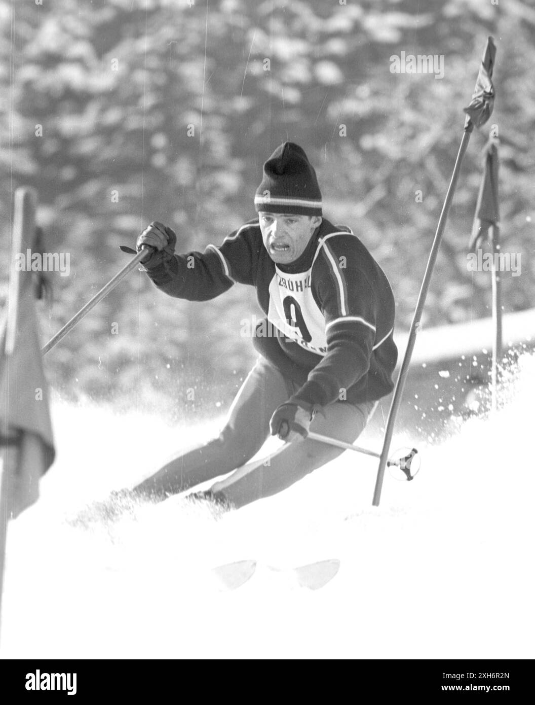 Hahnenkamm Race à Kitzbühel 24.01.1965 Slalom hommes Jean Claude Killy France. [traduction automatique] Banque D'Images