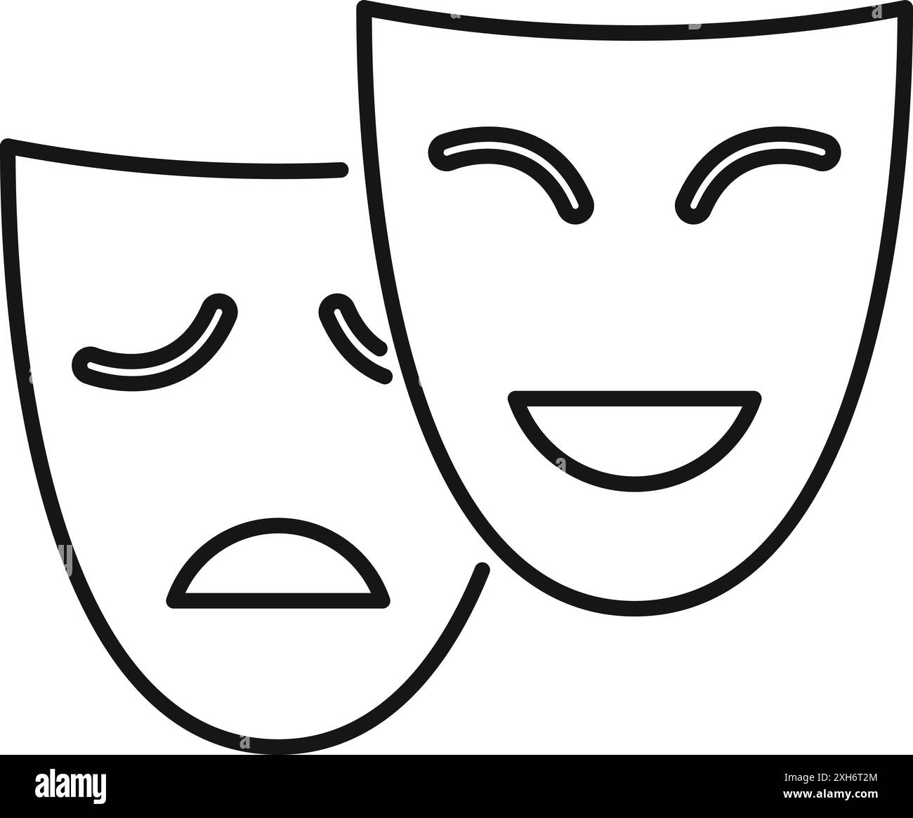 Masques de comédie et de théâtre dramatique représentant l'industrie des arts de la scène, du divertissement et du théâtre Illustration de Vecteur