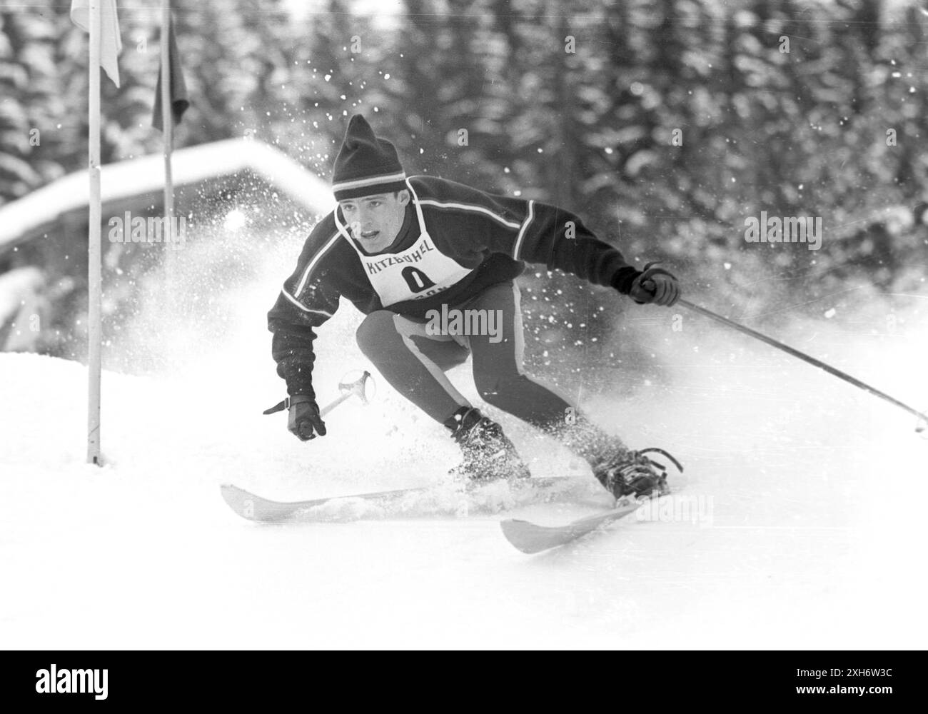 Course Hahnenkamm à Kitzbühel 24.01.1965. Slalom masculin Jean Claude Killy (FRA). [traduction automatique] Banque D'Images
