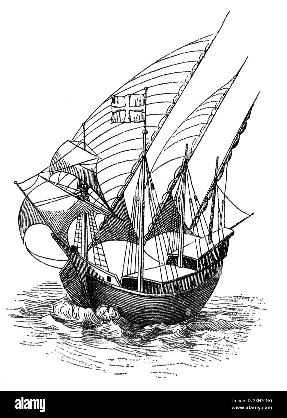 L'ère de la découverte. Caravelle. xve siècle. Gravure. Banque D'Images