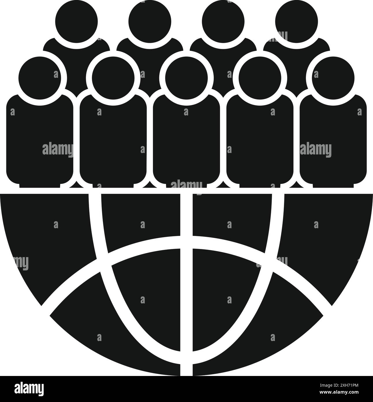 Groupe de personnes debout au sommet du monde partageant des opportunités commerciales mondiales Illustration de Vecteur