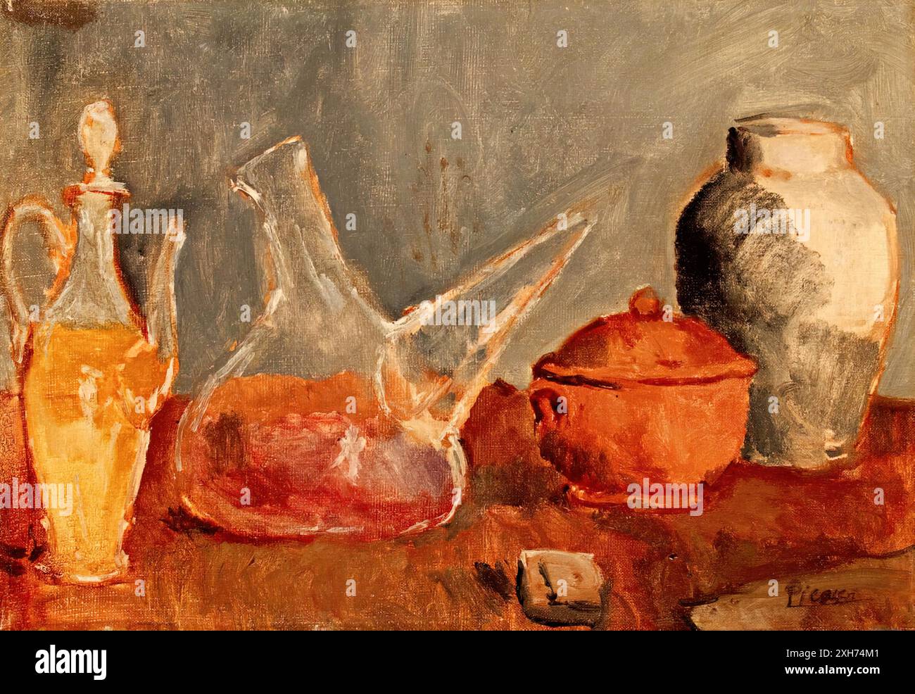 Récipients en verre, 1906 (peinture) de l'artiste Picasso, Pablo (1881-1973) Espagnol. Illustration de Vecteur