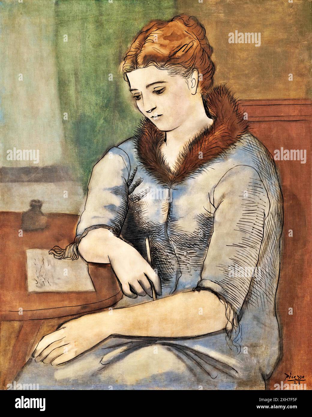 La lettre, 1923 (peinture) de l'artiste Picasso, Pablo (1881-1973) espagnol. Illustration de Vecteur