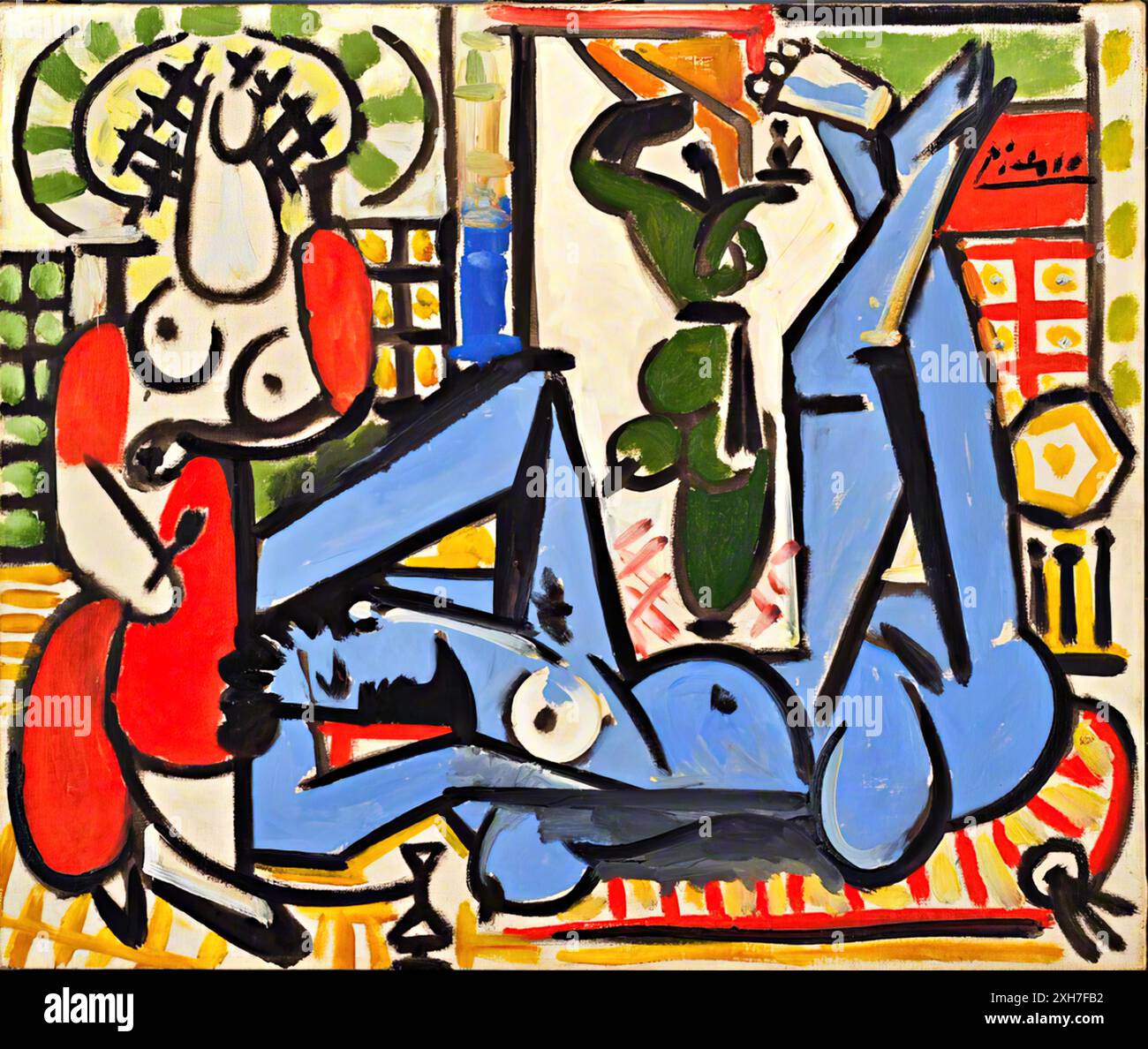 Les femmes d'Alger, 1955 (peinture) par l'artiste Picasso, Pablo (1881-1973) espagnol. Illustration de Vecteur