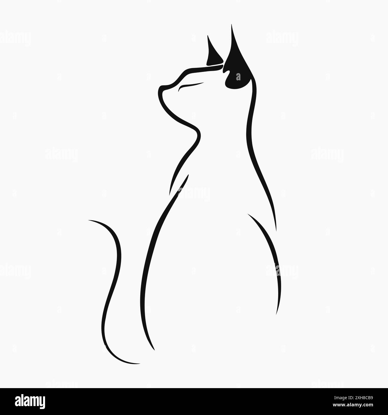 Élégant logo d'art de ligne de chat isolé sur fond blanc. Chatte minimaliste dans un style abstrait dessiné à la main Illustration de Vecteur