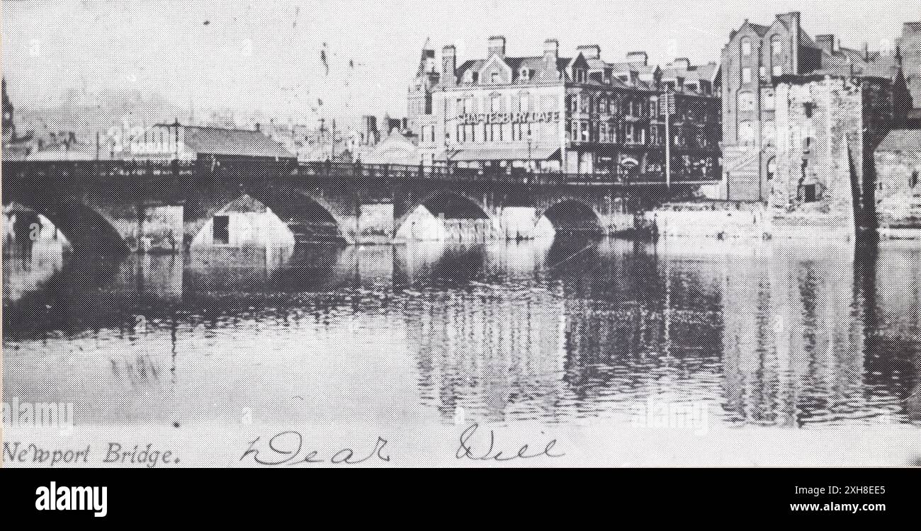 Photo vintage de Newport Bridge, pays de Galles, années 1900 Banque D'Images