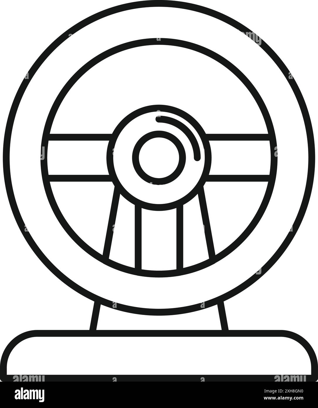 Dessin au trait minimaliste d'un volant sur une plate-forme, symbolisant les compétences et l'expérience de conduite Illustration de Vecteur