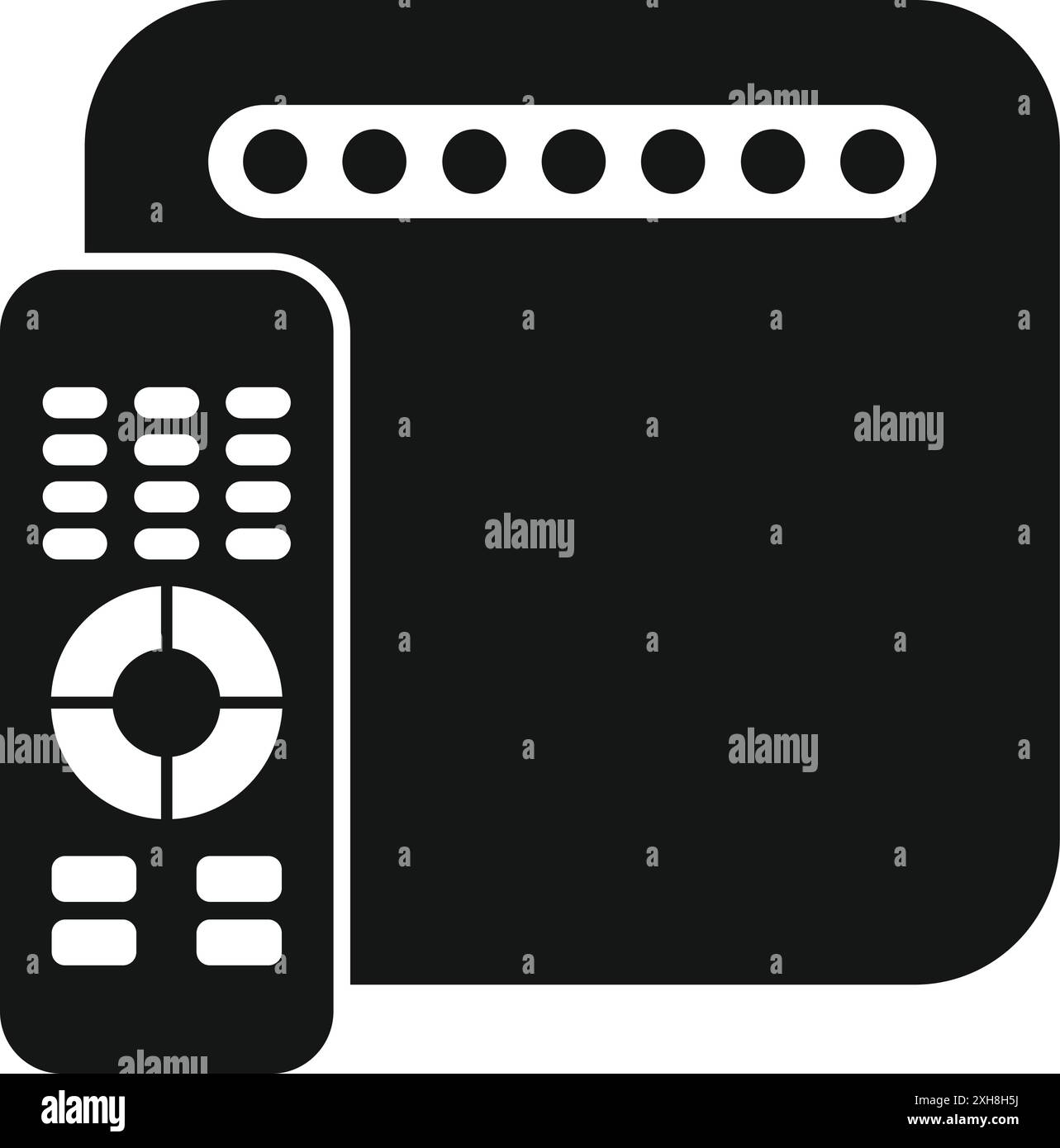 Silhouette noire d'une télécommande avec des boutons contrôlant un appareil Smart tv moderne Illustration de Vecteur