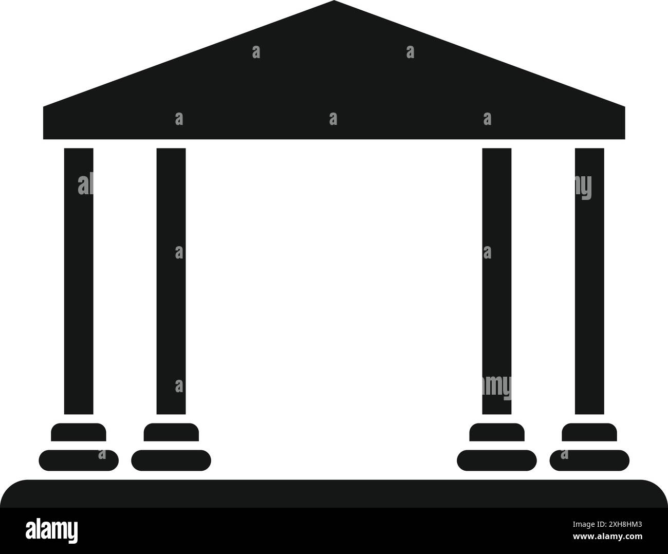 Icône noire et blanche d'un bâtiment avec des colonnes représentant le gouvernement, les finances et les institutions Illustration de Vecteur