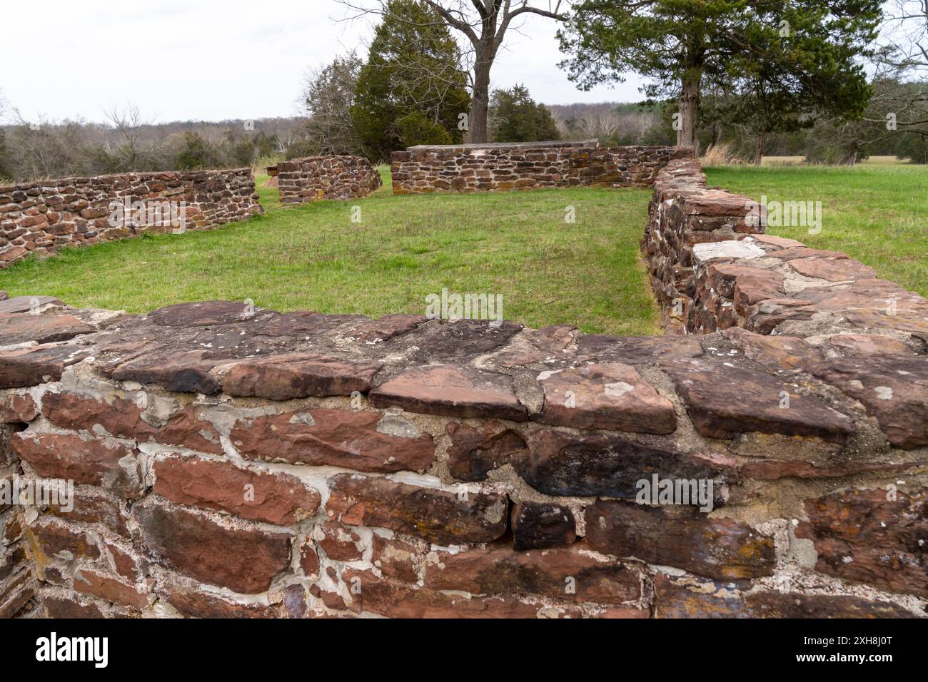 La fondation reste de Hazel Plain, une plantation lors de la bataille de Manassas, dans le parc national du champ de bataille de Manassas Banque D'Images