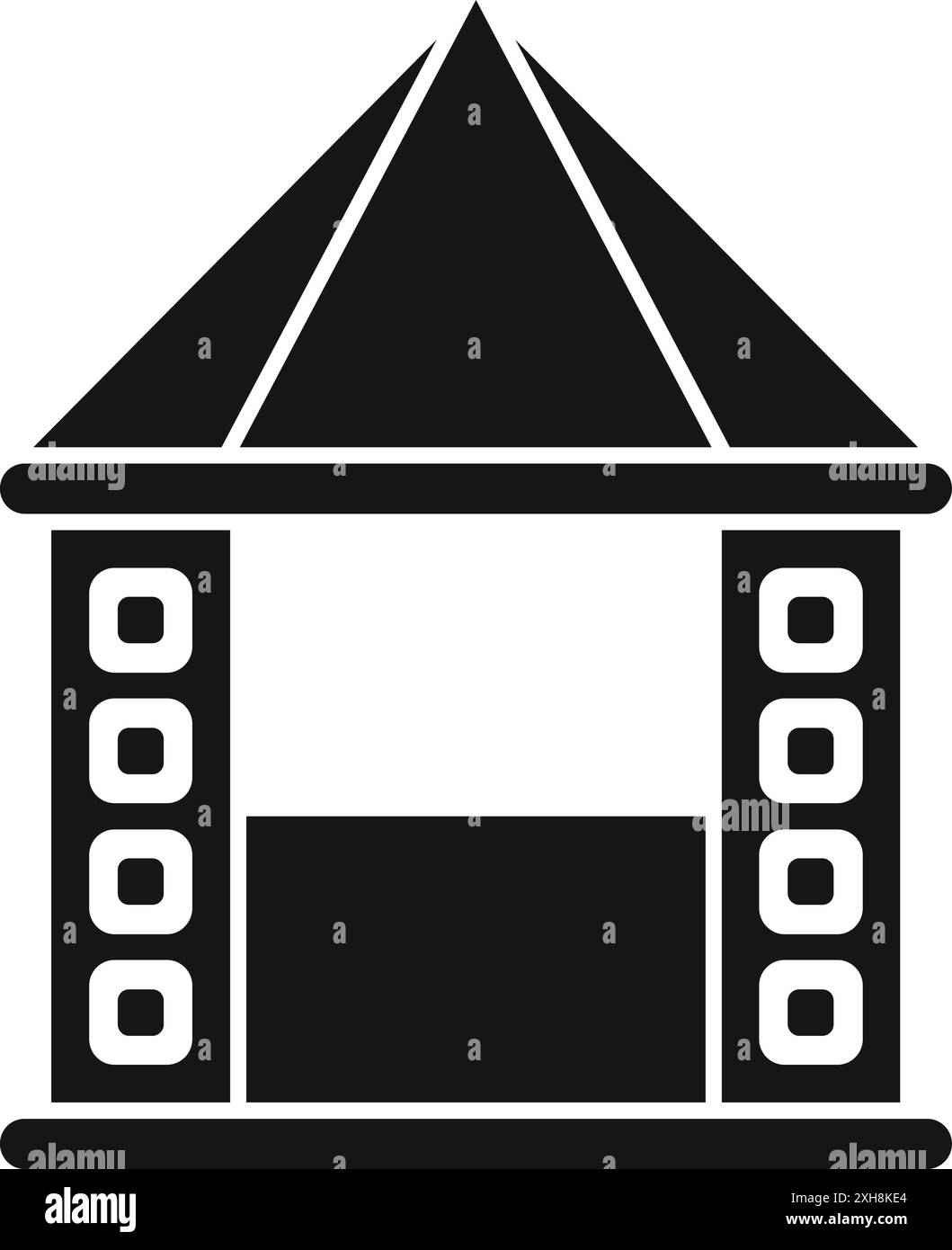 Silhouette noire d'une petite structure architecturale offrant une zone ombragée Illustration de Vecteur