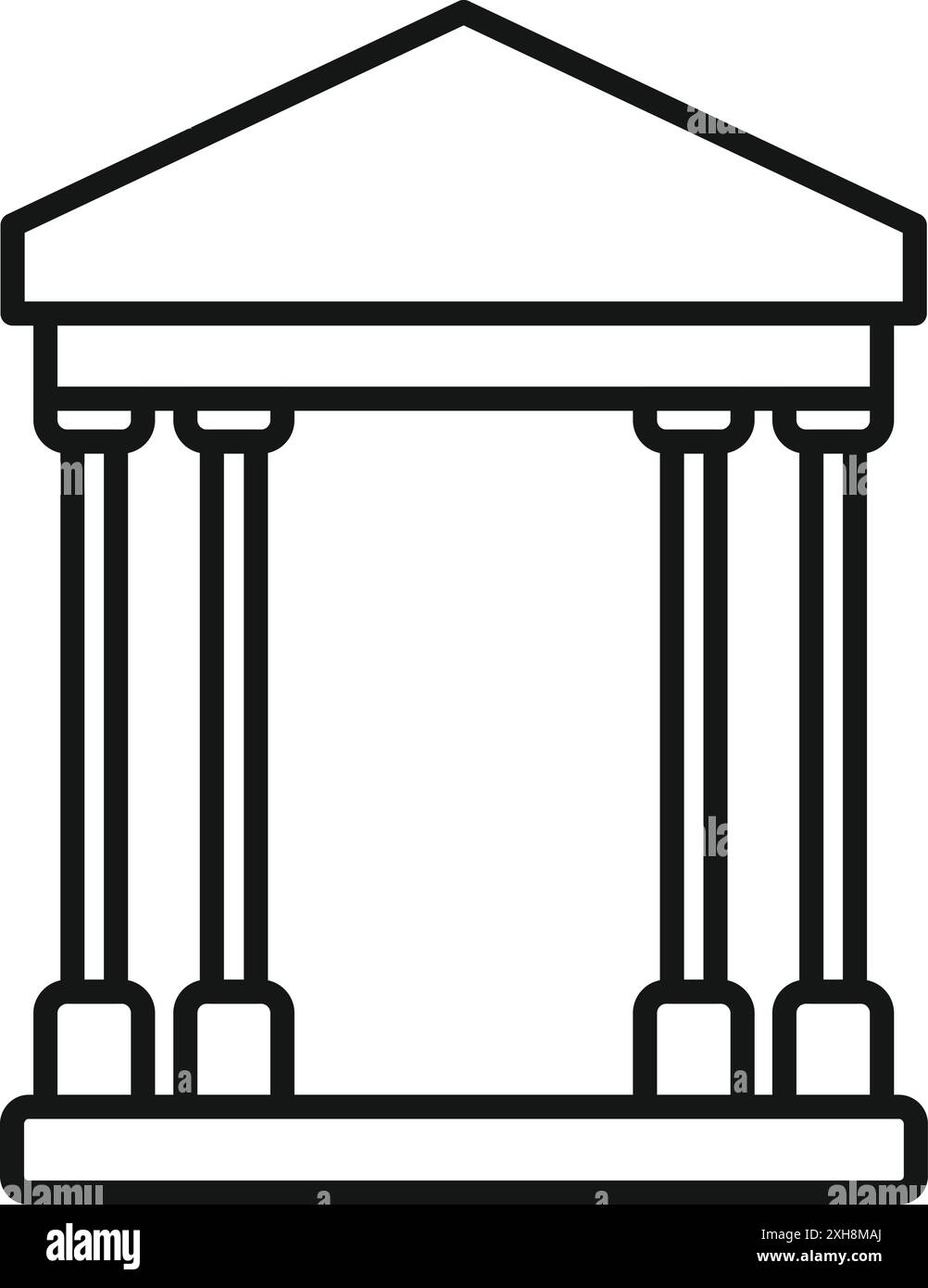 Simple dessin au trait d'une façade de temple grecque ou romaine classique avec des colonnes soutenant un toit triangulaire Illustration de Vecteur