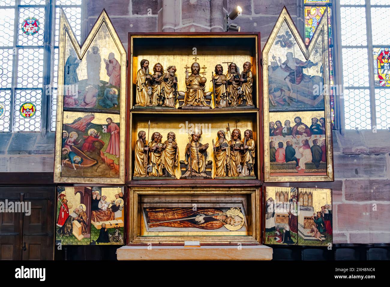 Deocarus-Altar, église Lawrence (Lorenzkirche) à Nuremberg, Bavière, Allemagne. L'église gothique appartient à l'église évangélique luthérienne de B. Banque D'Images