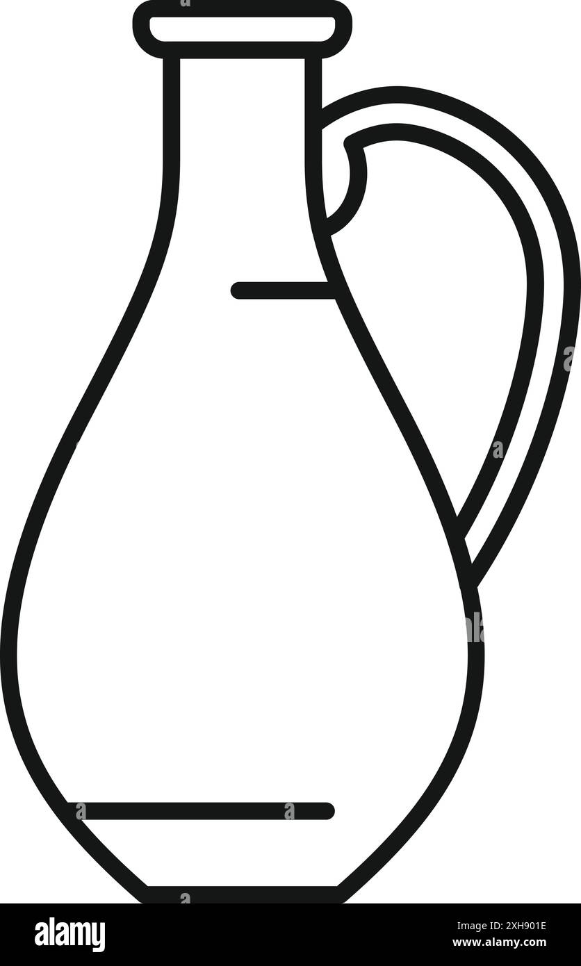 Icône de contour simple représentant une grande carafe en verre avec poignée idéale pour servir de l'eau ou du vin pendant un repas Illustration de Vecteur