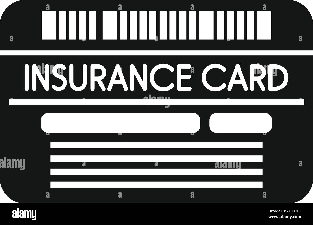 Carte d'assurance en noir et blanc avec code à barres représentant une couverture d'assurance maladie, vie ou automobile Illustration de Vecteur