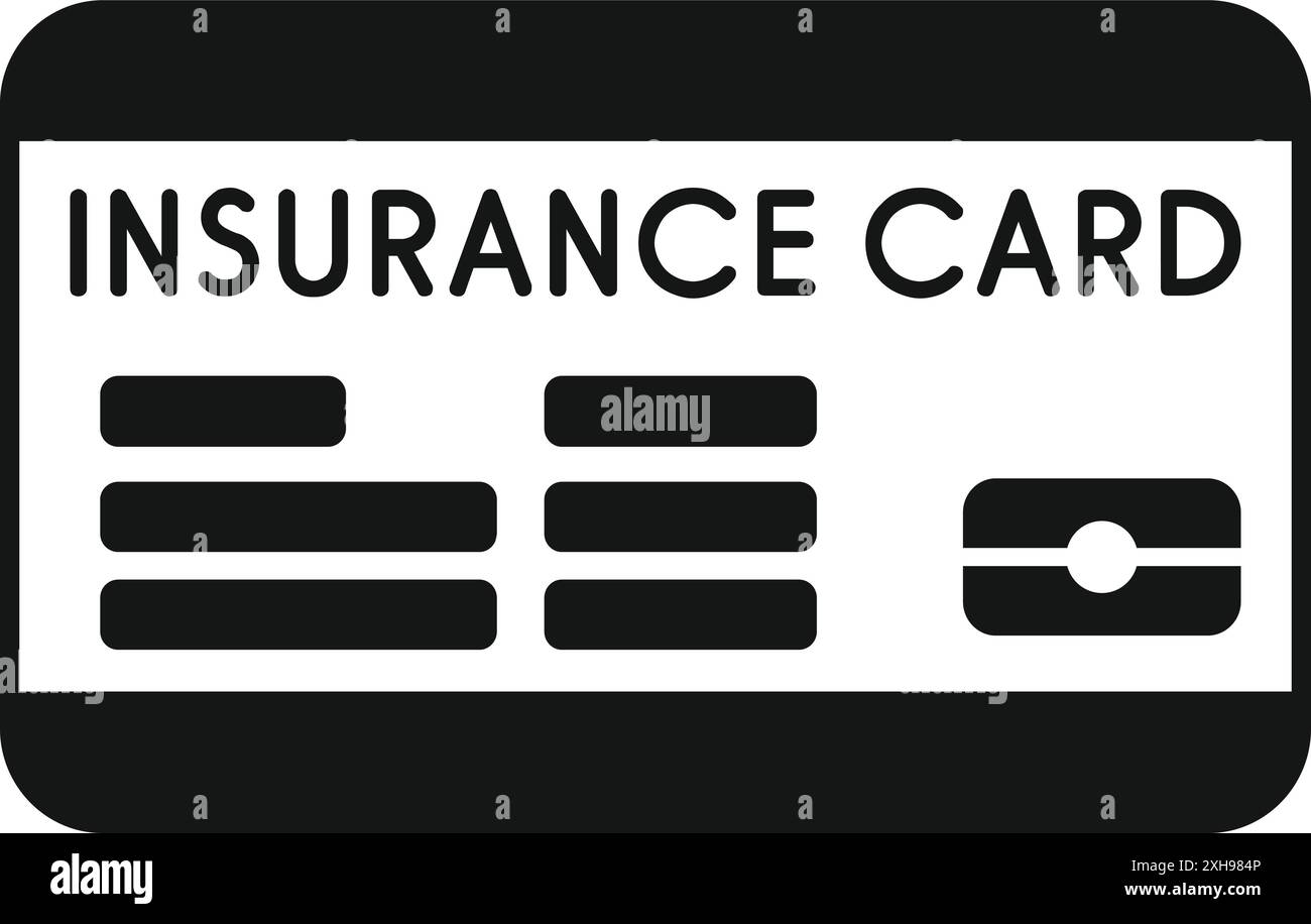 Carte d'assurance noir et blanc affichant des informations importantes pour la couverture des soins de santé Illustration de Vecteur
