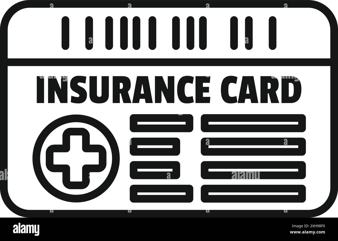 Dessin au trait d'une carte d'assurance représentant la couverture maladie et les frais médicaux Illustration de Vecteur