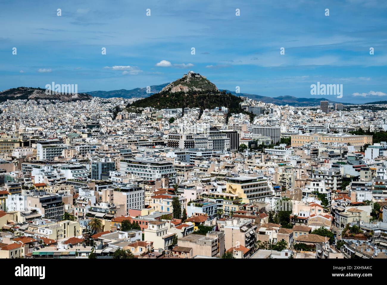 Vue d'Athènes moderne depuis l'ancienne Acropole, Athènes, Grèce Banque D'Images