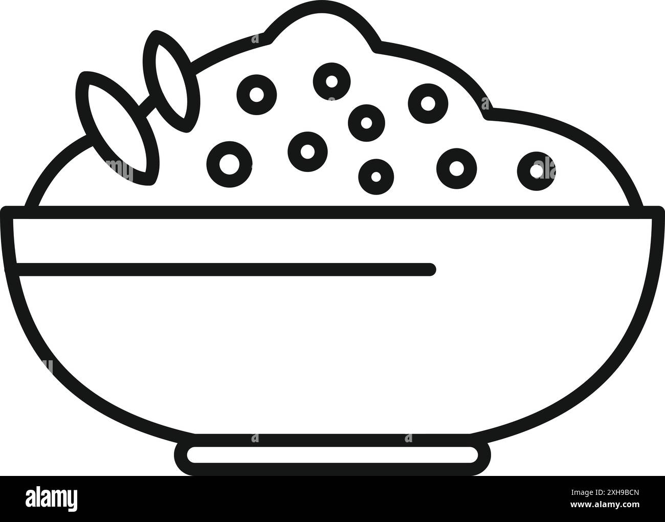 Icône d'art de ligne d'une option de petit déjeuner sain avec un bol de porridge d'avoine garni de baies Illustration de Vecteur
