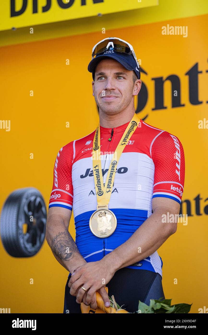 Tour de France, France étape 6 - Mâcon à Dijon parcourant 163 km le jeudi 4 juillet 2024 TEAM JAYCO ALULA DYLAN GROENEWEGEN vainqueur de l'étape crédit : Nic Banque D'Images