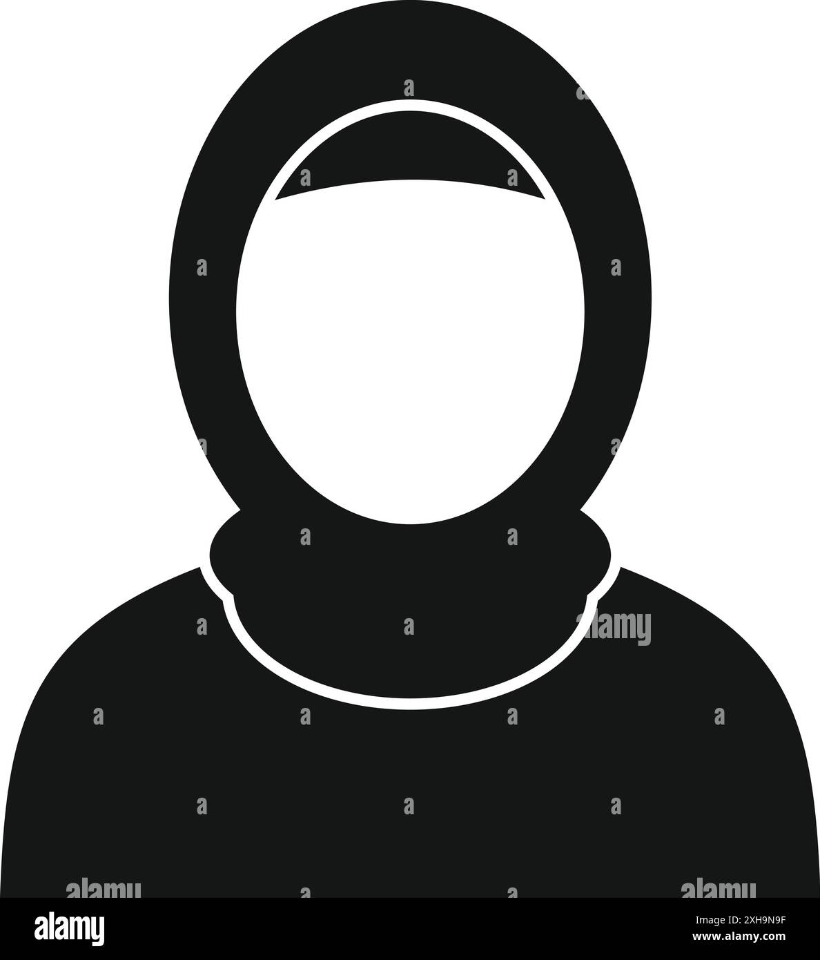 Simple graphique noir et blanc d'une jeune femme portant un hijab Illustration de Vecteur