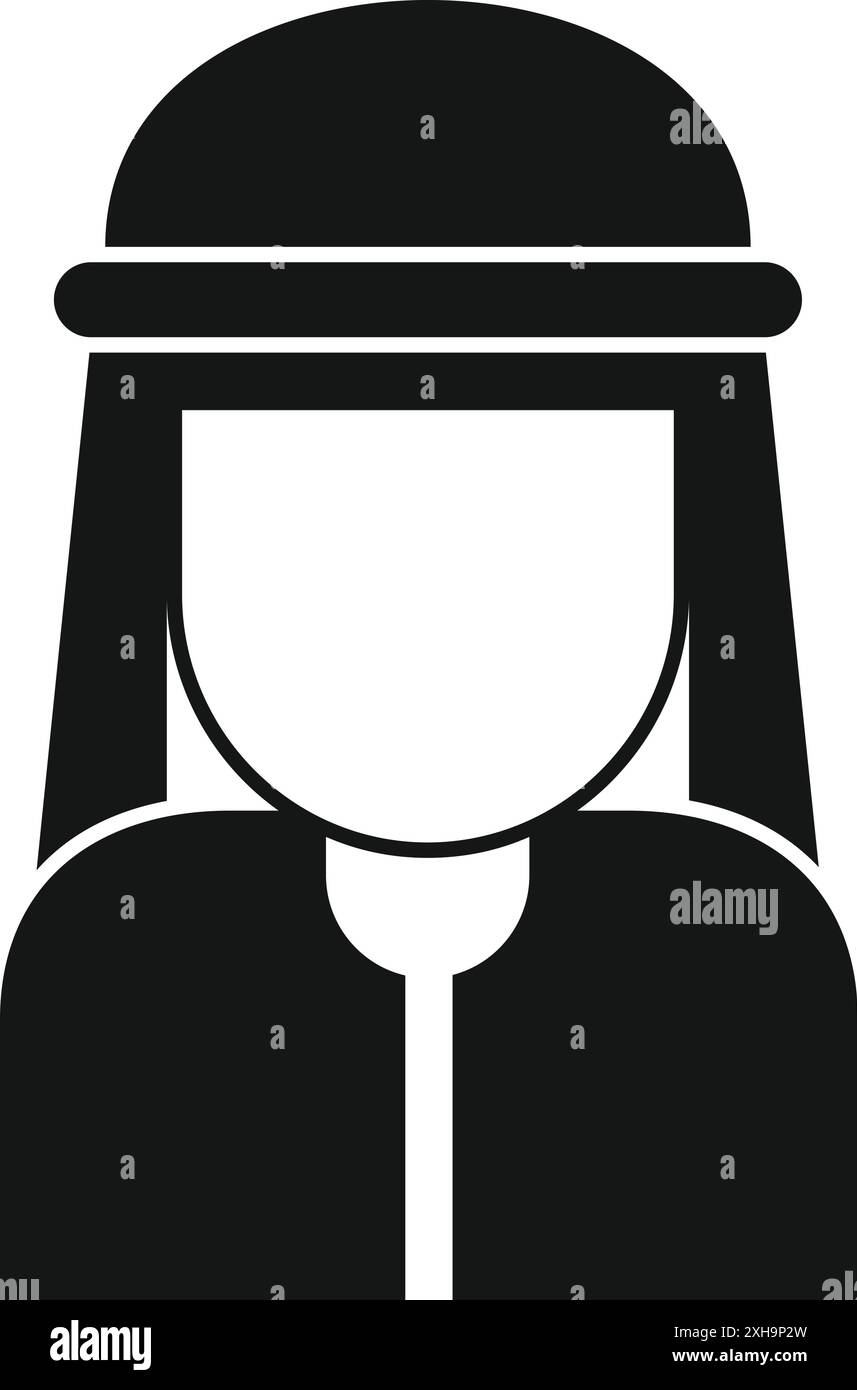 Icône simple en noir et blanc d'un homme d'affaires arabe portant un keffiyeh traditionnel Illustration de Vecteur