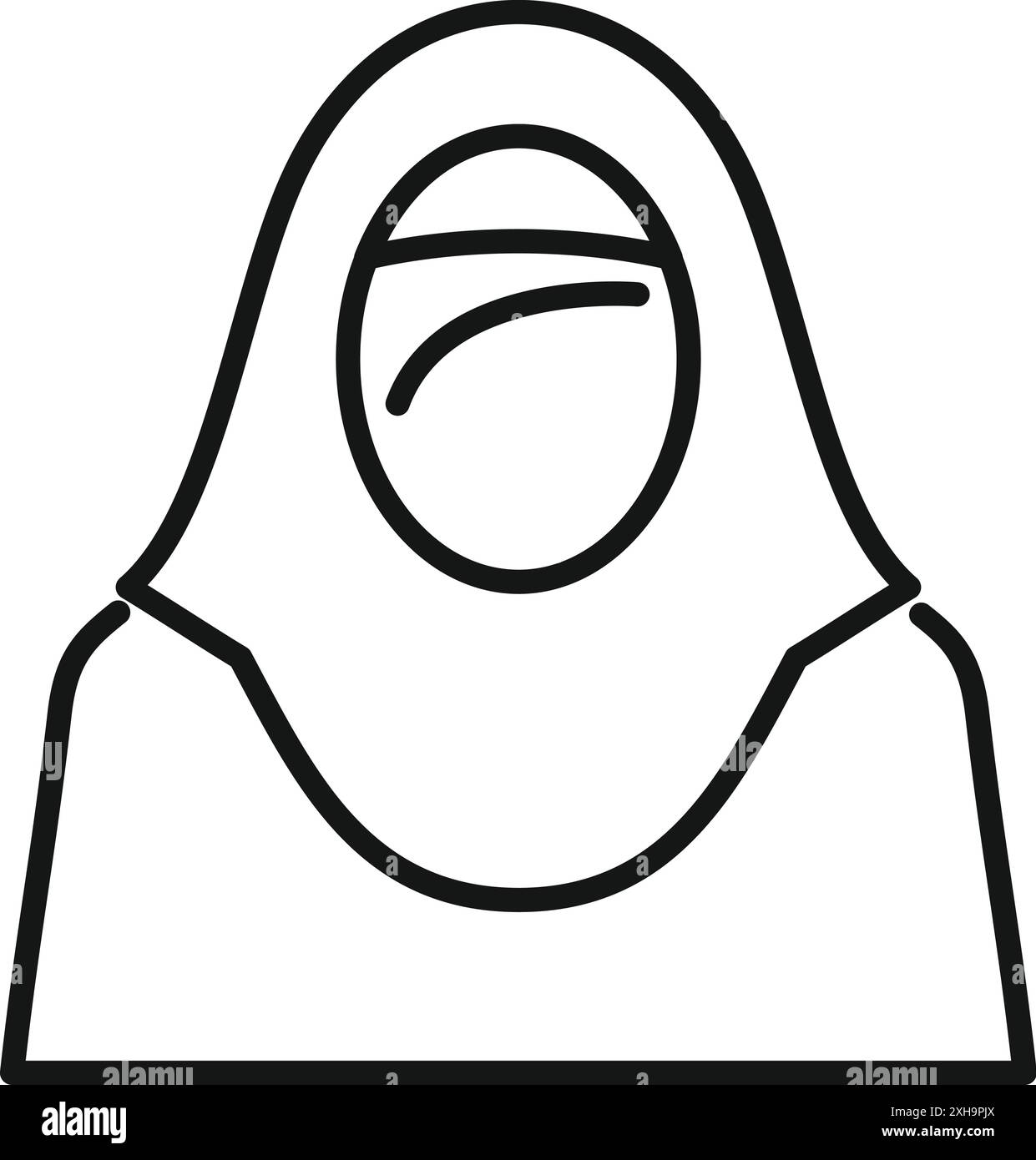 Simple dessin au trait d'une femme musulmane portant un hijab, représentant la diversité et l'inclusion Illustration de Vecteur