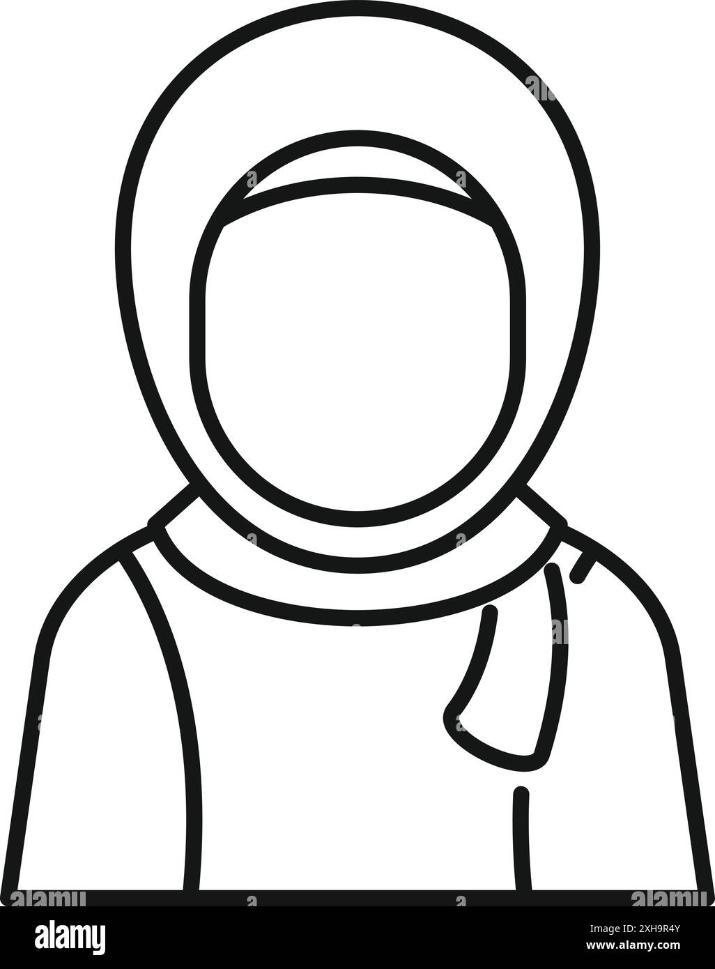 Simple dessin au trait d'une jeune femme musulmane portant un hijab Illustration de Vecteur